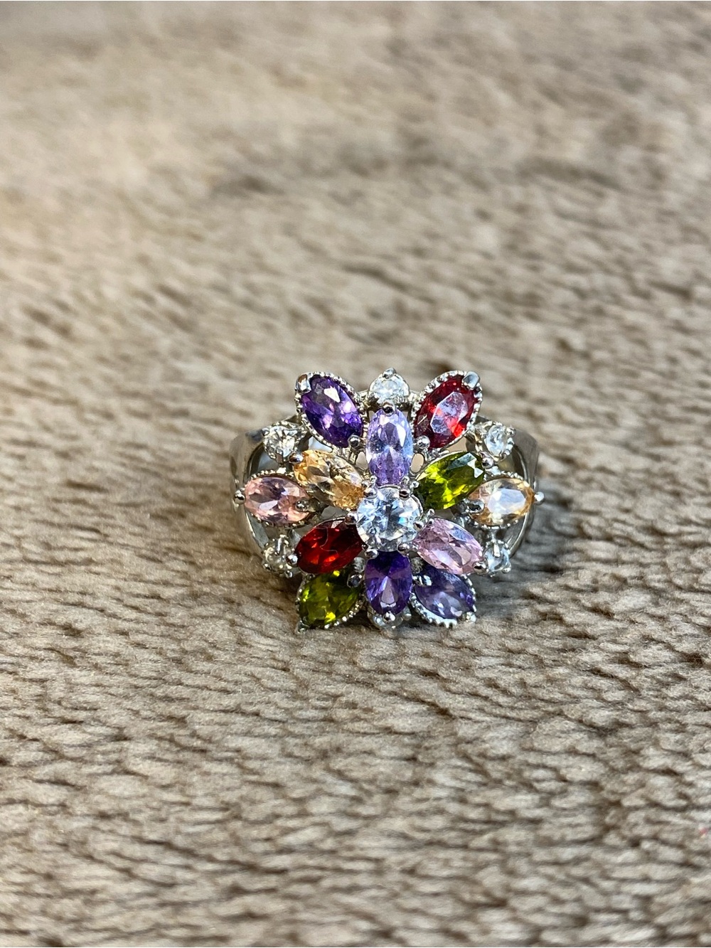 Women Multicolor Cubic Zirconia Inlaid Ring size 8.5